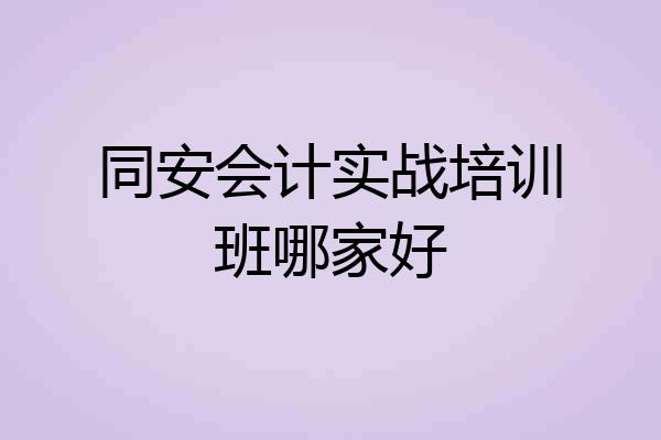 同安会计实战培训班哪家好