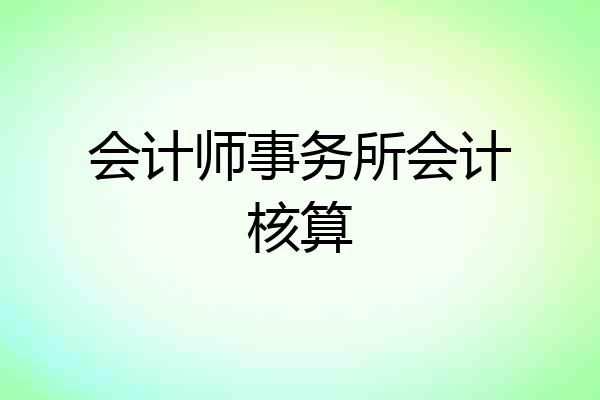 会计师事务所会计核算