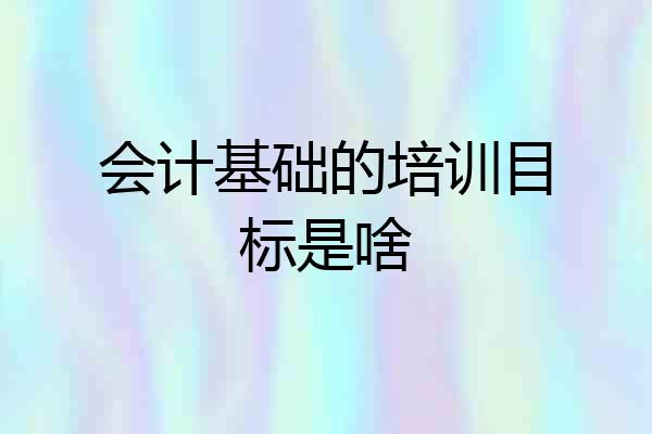 会计基础的培训目标是啥