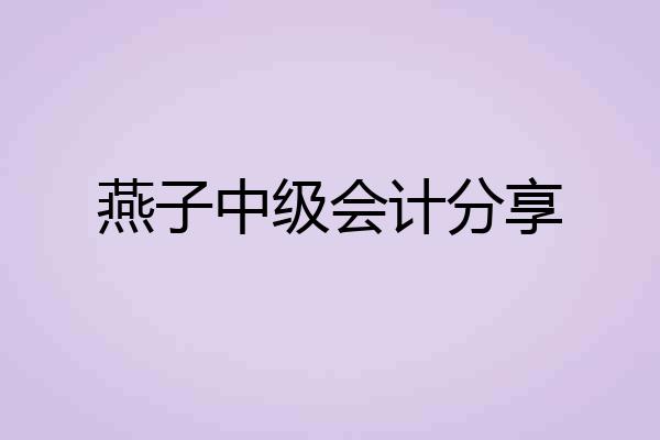 燕子中级会计分享