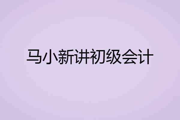 马小新讲初级会计