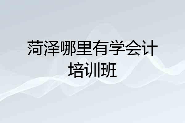 菏泽哪里有学会计培训班