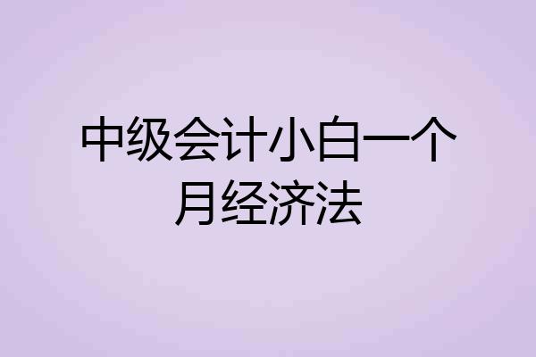 中级会计小白一个月经济法