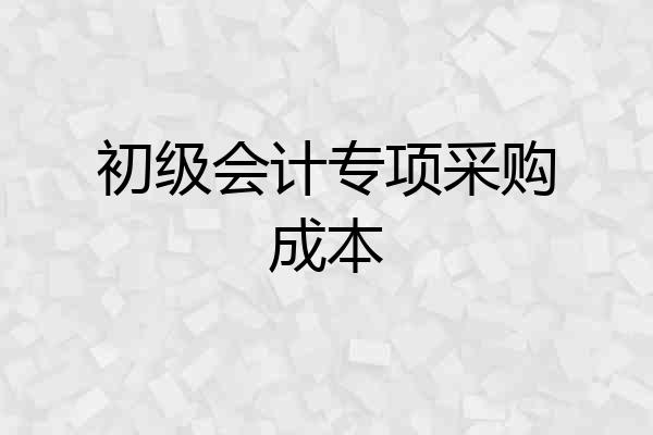 初级会计专项采购成本