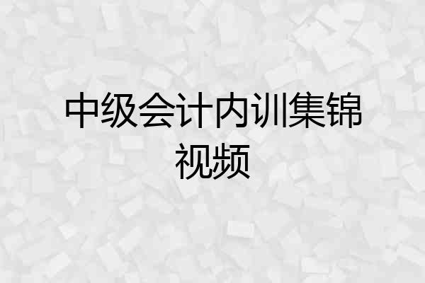 中级会计内训集锦视频