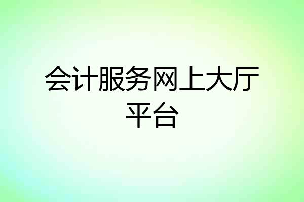 会计服务网上大厅平台