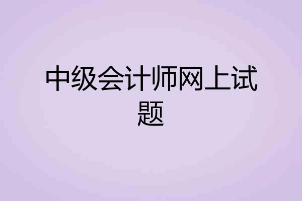中级会计师网上试题