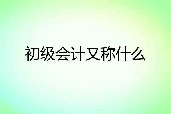 初级会计又称什么