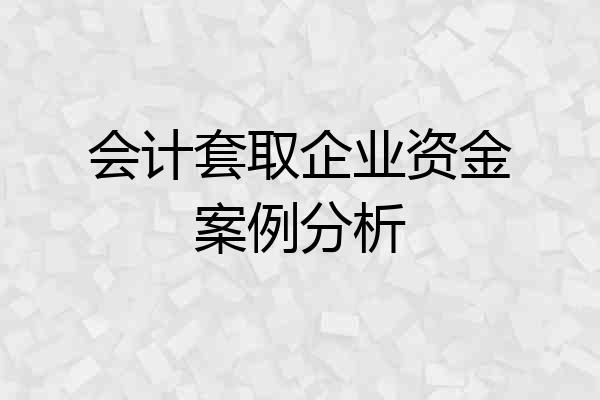 会计套取企业资金案例分析
