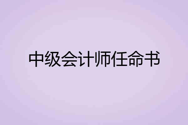 中级会计师任命书