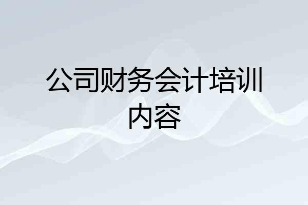 公司财务会计培训内容