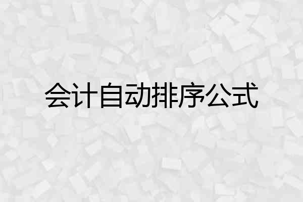 会计自动排序公式