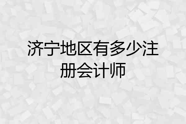 济宁地区有多少注册会计师