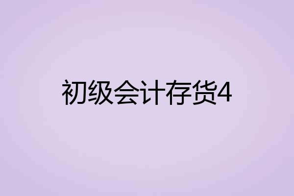 初级会计存货4