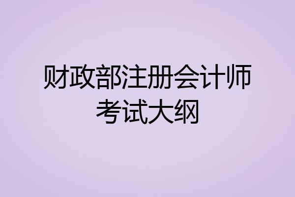 财政部注册会计师考试大纲