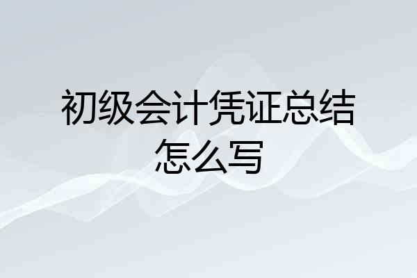 初级会计凭证总结怎么写