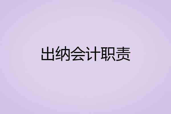 出纳会计职责