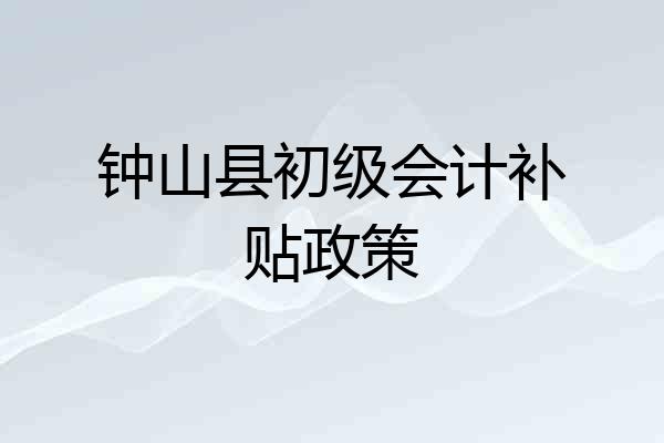 钟山县初级会计补贴政策