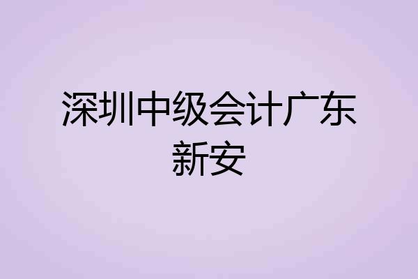 深圳中级会计广东新安