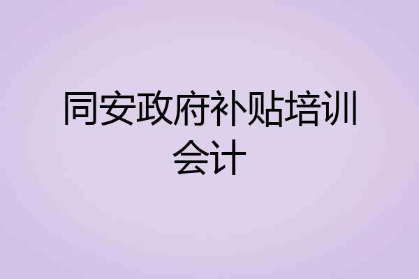 同安政府补贴培训会计
