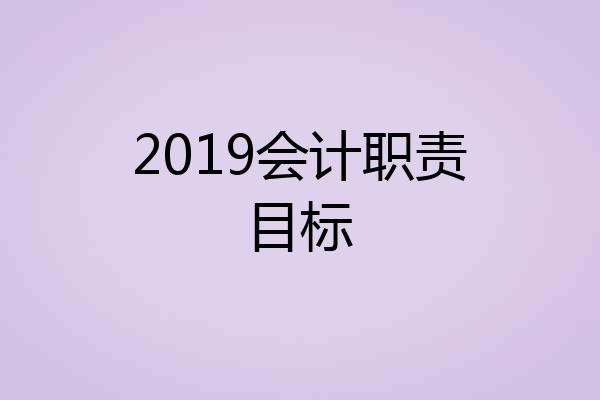 2019会计职责目标