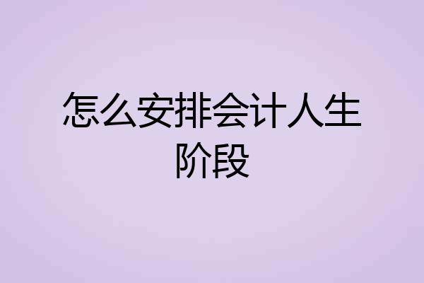 怎么安排会计人生阶段