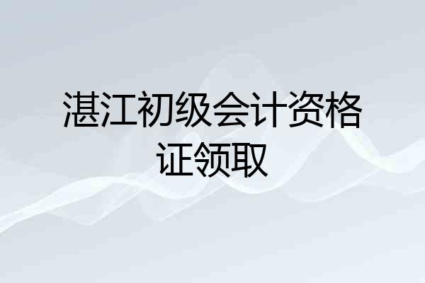 湛江初级会计资格证领取