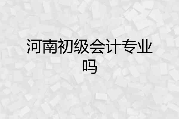 河南初级会计专业吗