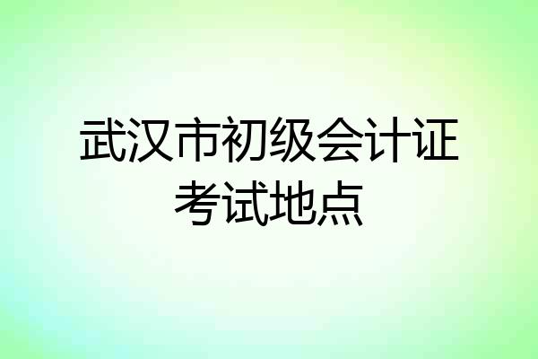 武汉市初级会计证考试地点