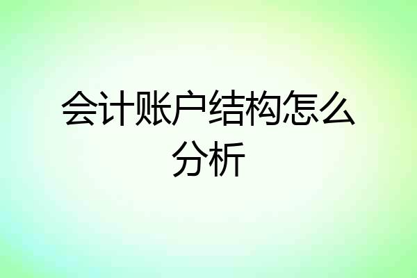会计账户结构怎么分析