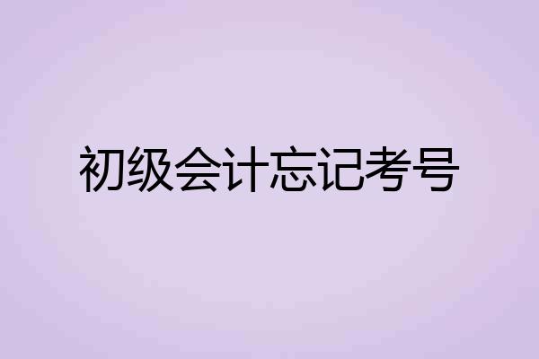 初级会计忘记考号
