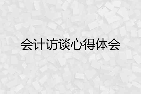 会计访谈心得体会