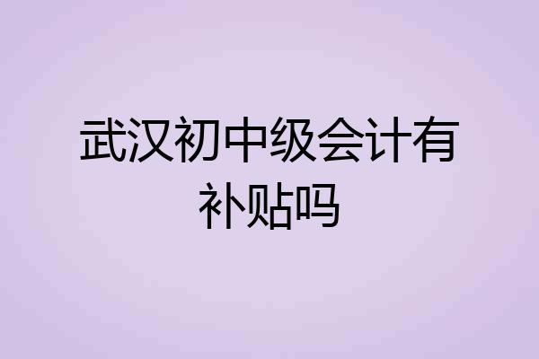 武汉初中级会计有补贴吗