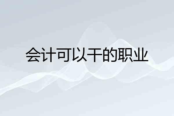 会计可以干的职业