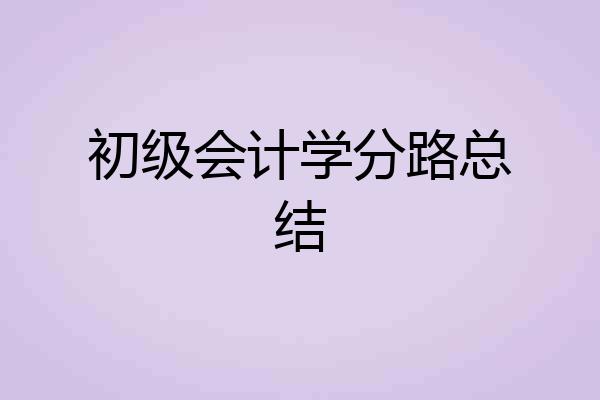 初级会计学分路总结