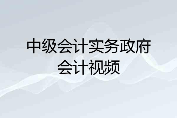 中级会计实务政府会计视频
