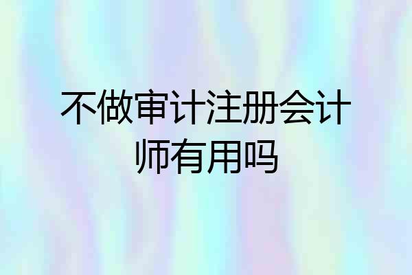 不做审计注册会计师有用吗