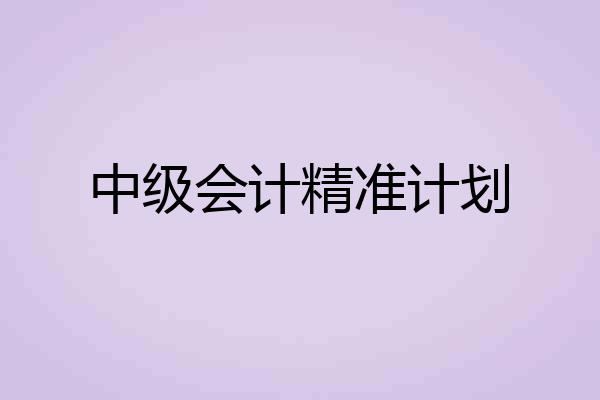 中级会计精准计划