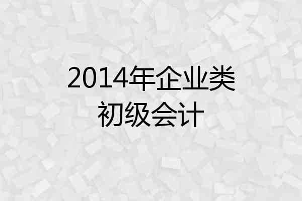 2014年企业类初级会计