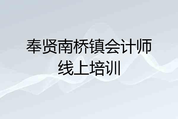 奉贤南桥镇会计师线上培训