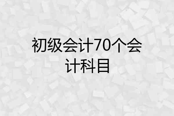 初级会计70个会计科目