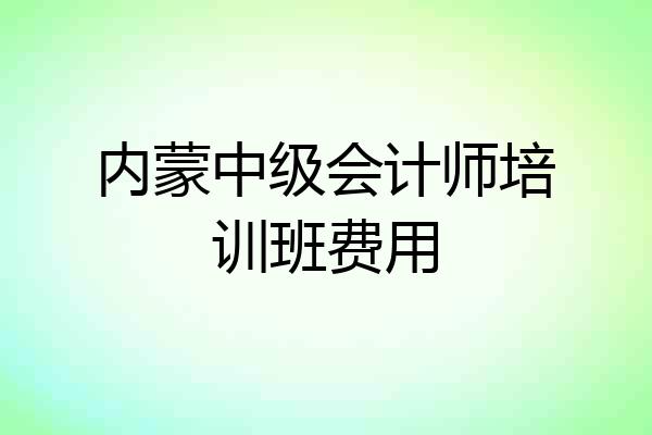 内蒙中级会计师培训班费用