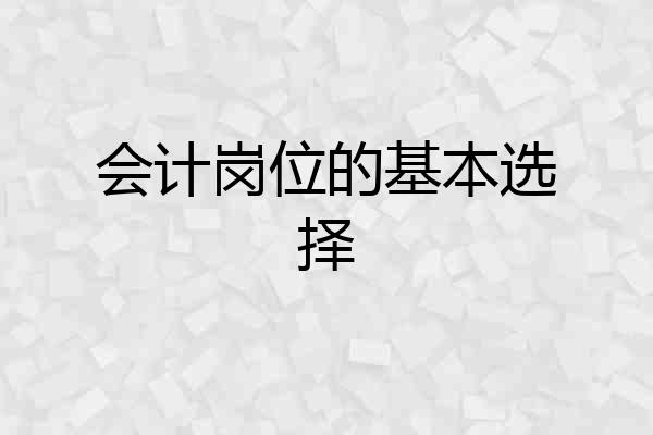 会计岗位的基本选择