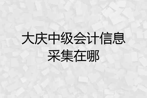 大庆中级会计信息采集在哪