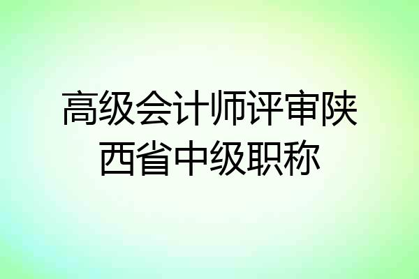 高级会计师评审陕西省中级职称