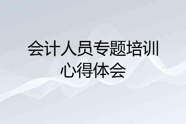会计人员专题培训心得体会