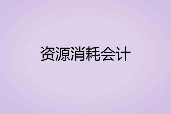 资源消耗会计