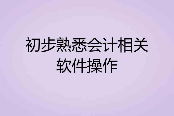 初步熟悉会计相关软件操作