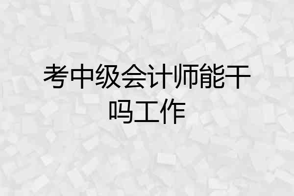 考中级会计师能干吗工作