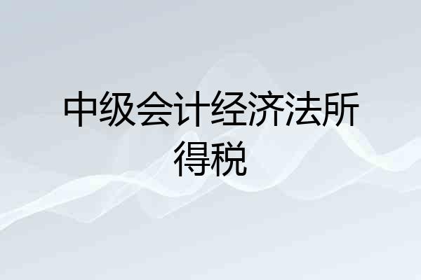 中级会计经济法所得税